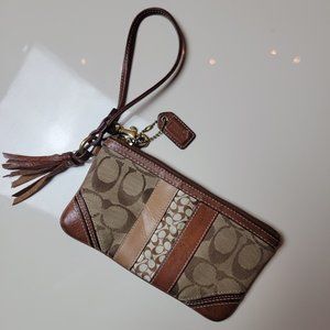 Coach Tan Brown C Print Wristlet